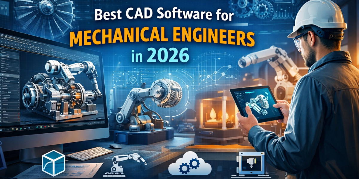 Best CAD software for mechanical engineers in 2026 showing 3D modeling, simulation, and cloud-based design tools