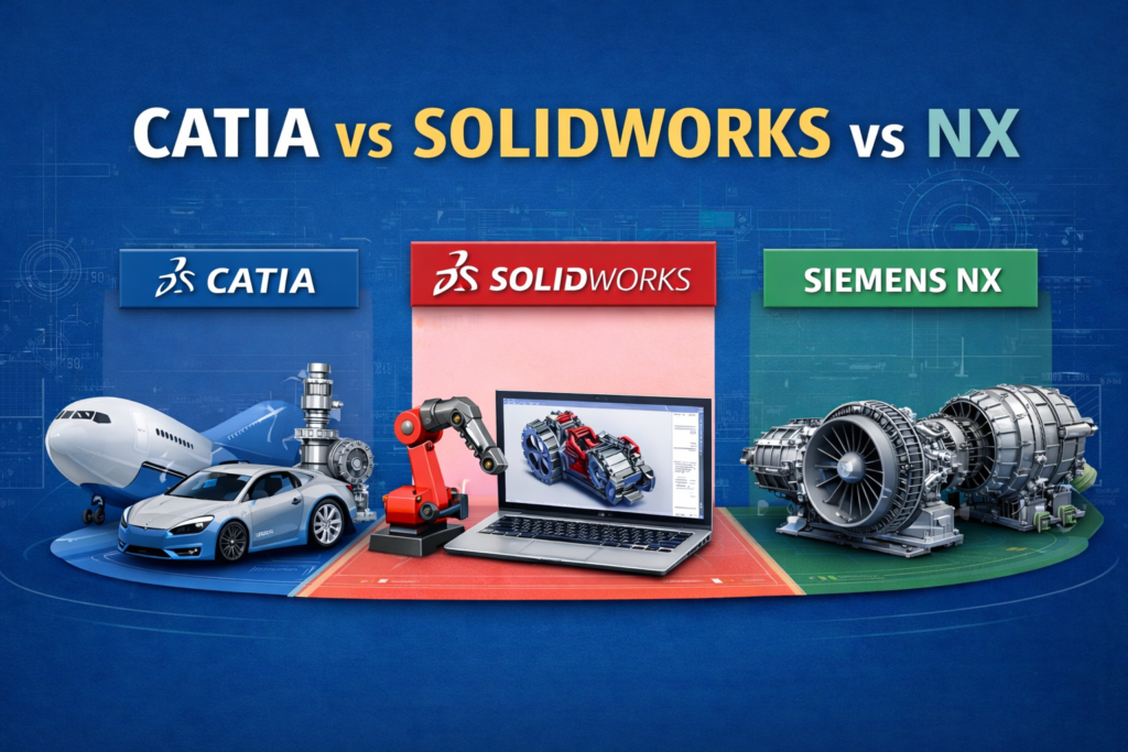 CATIA vs SolidWorks vs NX: Which CAD Software Should Mechanical Engineers Learn?